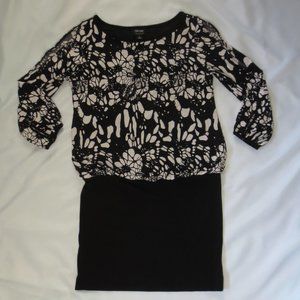 NICOLE MILLER womens DRESS black WHITE 3/4 sleeve STRETCHY mini SIZE 4